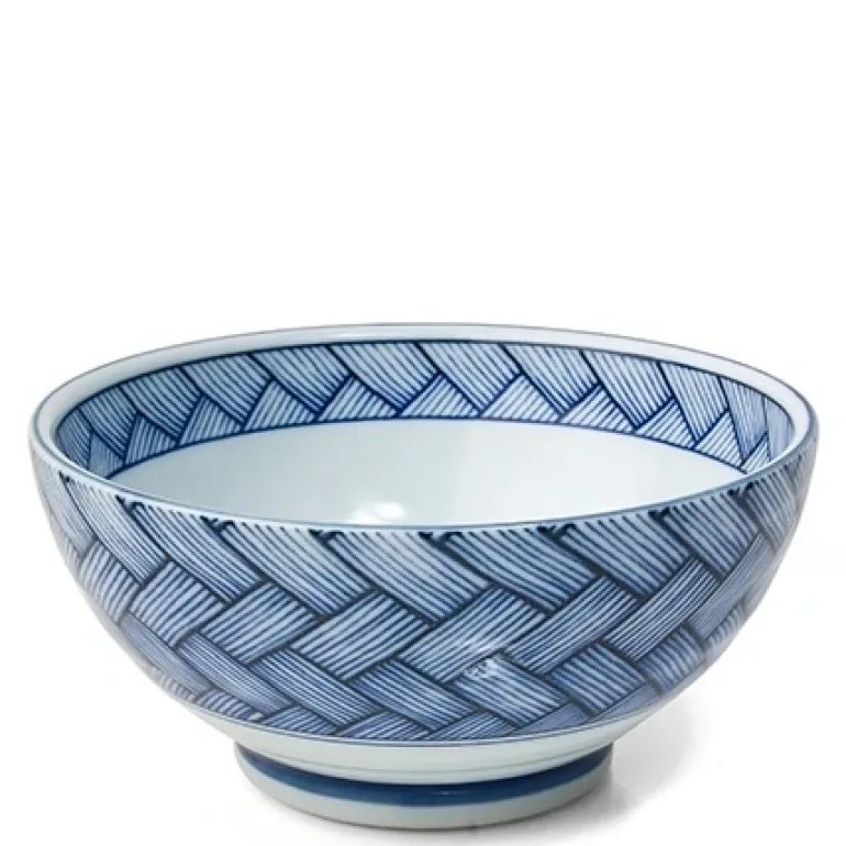 Ajiromon Blue and White Basketweave Design Collection Made in Japan Available at Miya