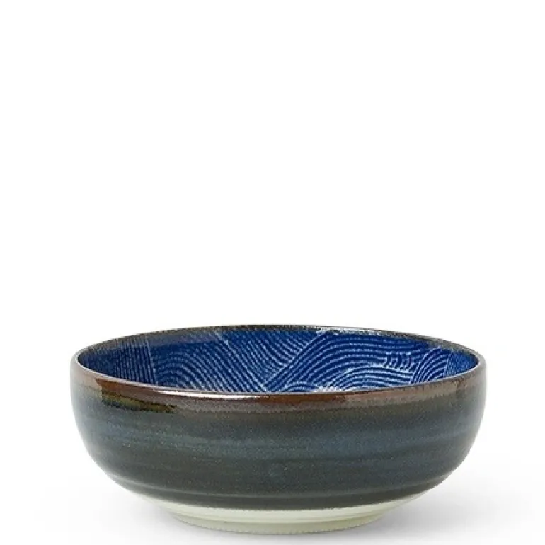 Aranami Wave Blue and White Beautiful Bowl at Miya made in Japan.