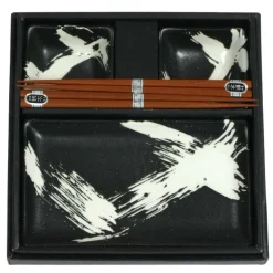 Black Brush Stroke Sushi Set at Miya