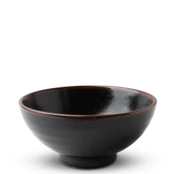 Black Tenmoku Ceramic Noodle Bowl Made in Japan Available at Miya.