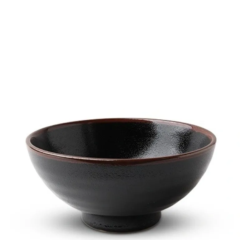 Black Tenmoku Ceramic Noodle Bowl Made in Japan Available at Miya.