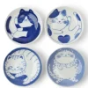 Blue & White Cat 3.75" Plate Set Gift Box