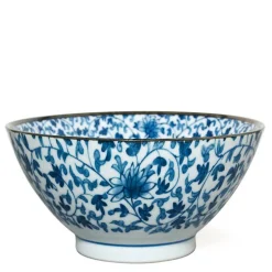 Blue and White Karakusa Vine 7" Ramen Noodle Bowl