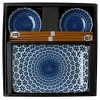 Blue and white snow pattern sushi for two set made in Japan available at Miya.