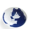 Blue Cats grace these fun tableware pieces made in Japan available at Miya.