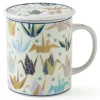Blue Origami Cranes Lidded Mug  at Miya