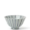 Blue Stripe Ceramic Rice Bowl Made in Japan.