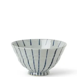 Blue Stripe Ceramic Rice Bowl Made in Japan.