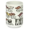 Illustrated Sushi Menu Japanese Teacup available at Miya.