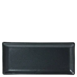 Iron Glaze Black Matte 11" x 5" Rectangle Plate at Miya