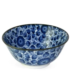Kikuzome Karakusa Blue and White Pattern 6" bowl at Miya