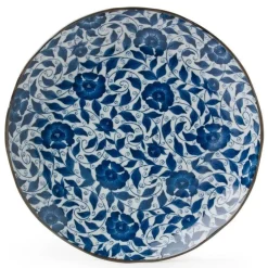 Koimari Botan blue and white floral 10" plate at Miya