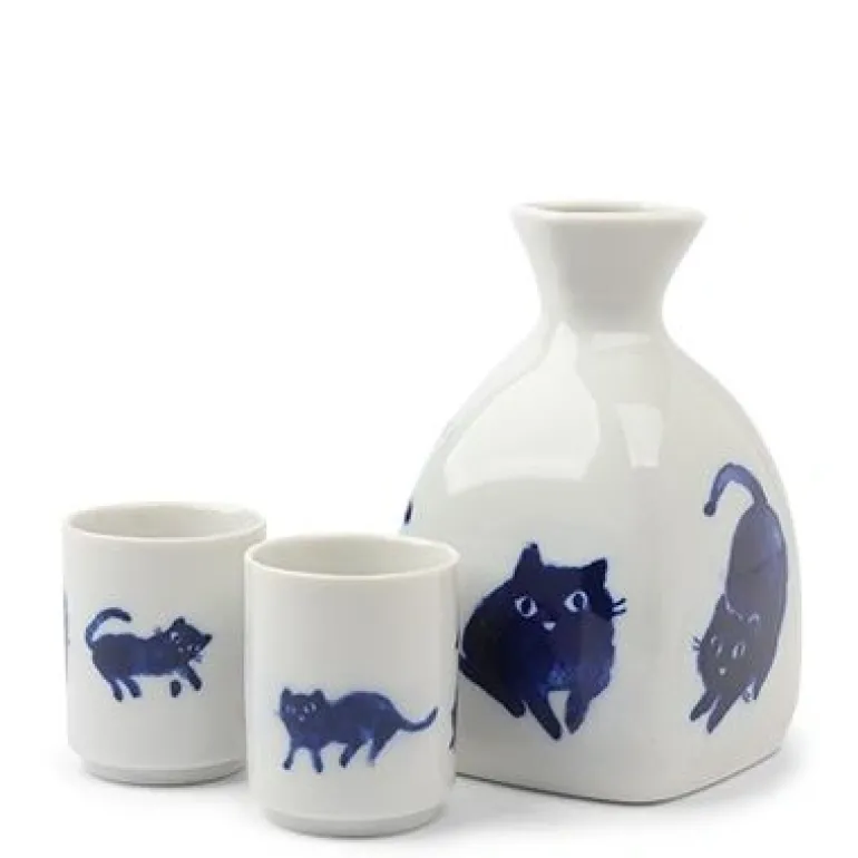 Midnight Blue Cat Sake Set