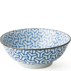 Monyou Blue & White Pattern Kumi Kikkou 7.5" Ramen Noodle Bowl from Japan Available at Miya.