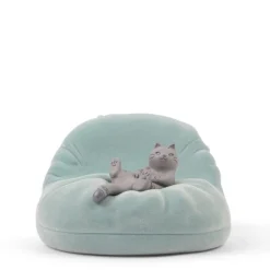 Phone Stand Cat on Beanbag Blue