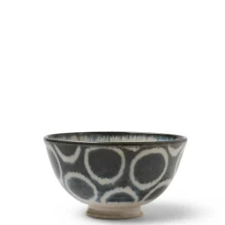 Rustic White Circles Rice Bowl
