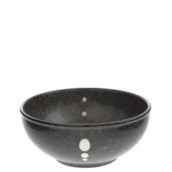 Satin Black White Dots 6-1/4" Bowl