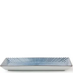 Visit Miya for our Blue Sendan Tokusa Collection. Blue lines radiate from the center of the piece that grow to reach the rims. Shop now!