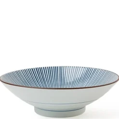 Visit Miya for our Blue Sendan Tokusa Collection. Blue lines radiate from the center of the piece that grow to reach the rims. Shop now!