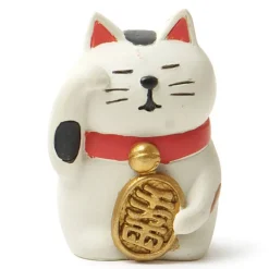 White Maneki Neko Fortune Cat Figurine by Decole Japan available at Miya.
