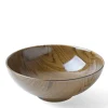 Wood grain design ceramic rice bowl.  Made in Japan.