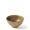 Wood grain design ceramic rice bowl.  Made in Japan.